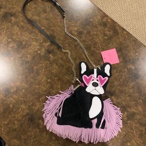 Kate Spade French Bulldog Francois Crossbody Leather and Suede Dog Shaped Bag